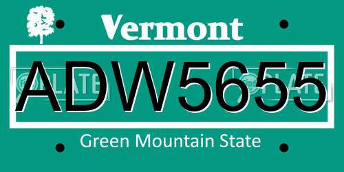 ADW5655 Vermont License Plate