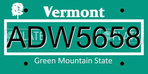 ADW5658 Vermont License Plate