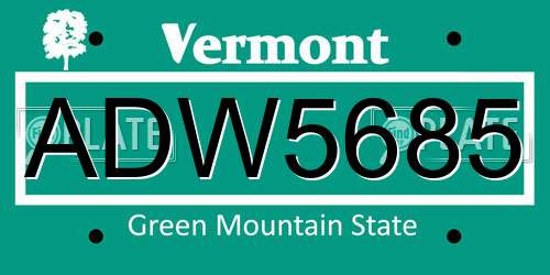 ADW5685 Vermont License Plate