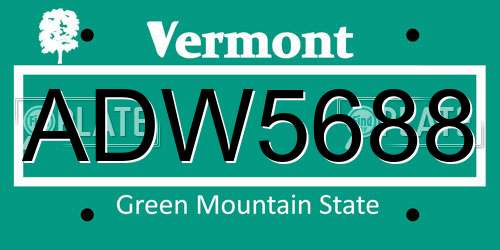 ADW5688 Vermont License Plate