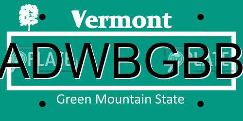 ADWBGBB Vermont License Plate