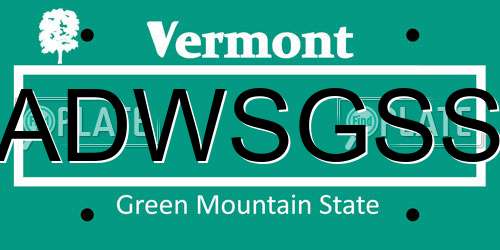 ADWSGSS Vermont License Plate