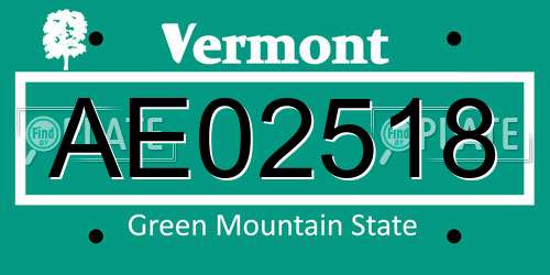 AE02518 Vermont License Plate