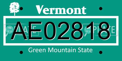 AE02818 Vermont License Plate