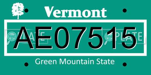 AE07515 Vermont License Plate