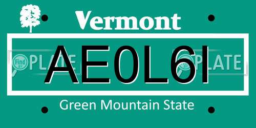 AE0L6I Vermont License Plate