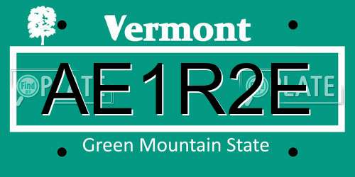 AE1R2E Vermont License Plate