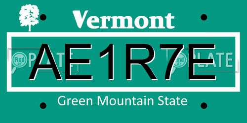 AE1R7E Vermont License Plate