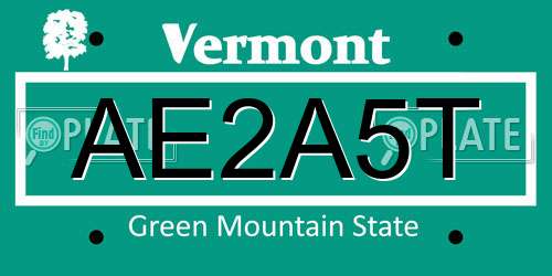 AE2A5T Vermont License Plate