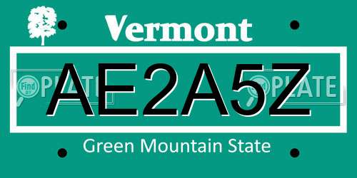 AE2A5Z Vermont License Plate