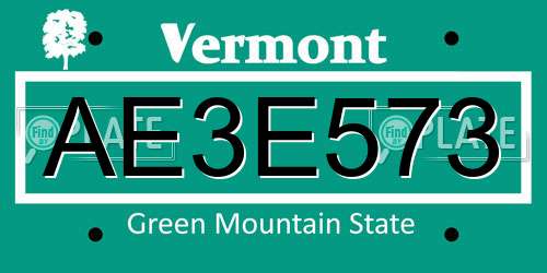 AE3E573 Vermont License Plate