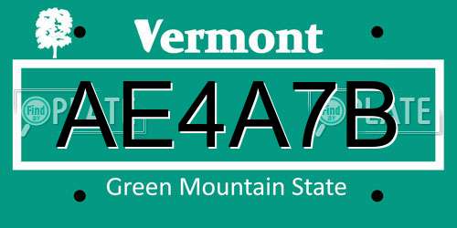 AE4A7B Vermont License Plate