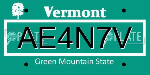 AE4N7V Vermont License Plate