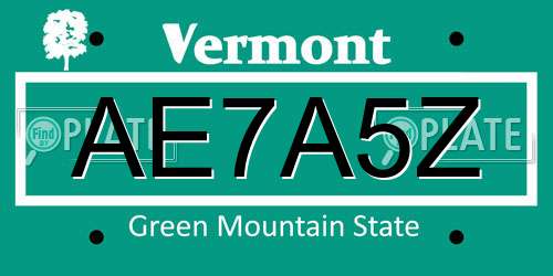 AE7A5Z Vermont License Plate
