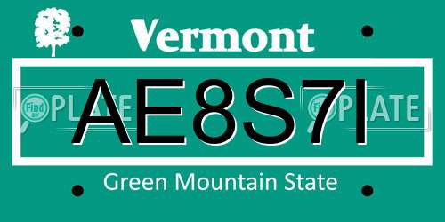 AE8S7I Vermont License Plate