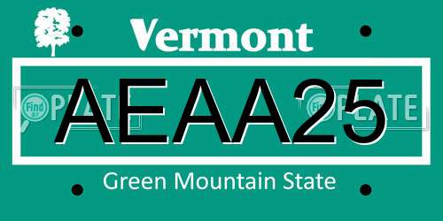 AEAA25 Vermont License Plate