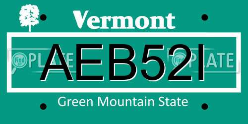 AEB52I Vermont License Plate