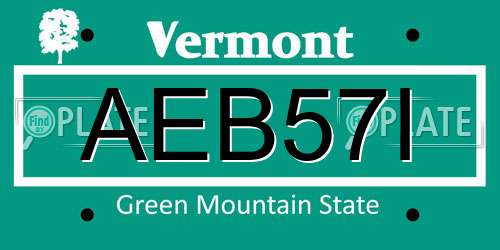 AEB57I Vermont License Plate