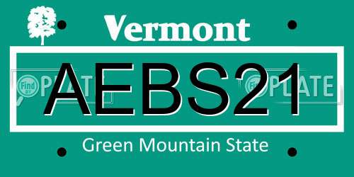 AEBS21 Vermont License Plate