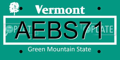 AEBS71 Vermont License Plate