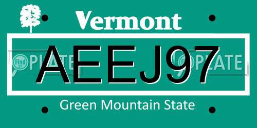 AEEJ97 Vermont License Plate