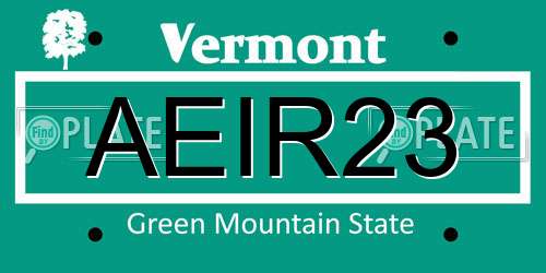 AEIR23 Vermont License Plate