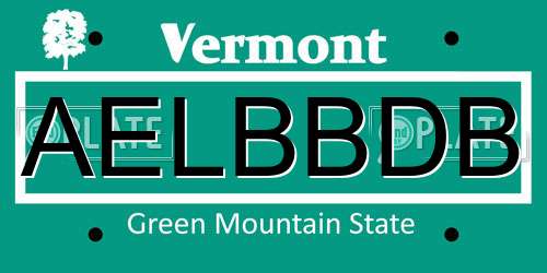 AELBBDB Vermont License Plate