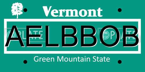 AELBBOB Vermont License Plate