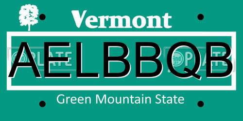 AELBBQB Vermont License Plate