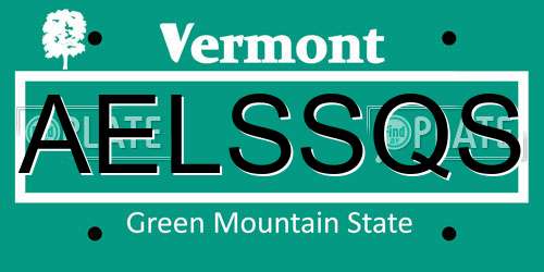 AELSSQS Vermont License Plate