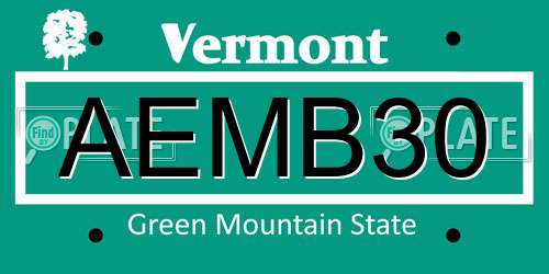 AEMB30 Vermont License Plate