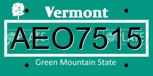 AEO7515 Vermont License Plate