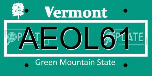 AEOL61 Vermont License Plate
