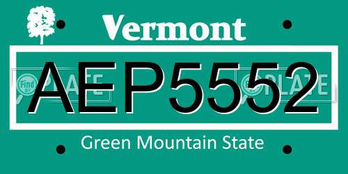 AEP5552 Vermont License Plate