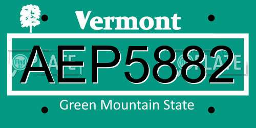AEP5882 Vermont License Plate