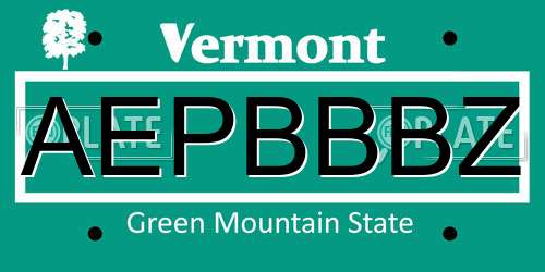 AEPBBBZ Vermont License Plate