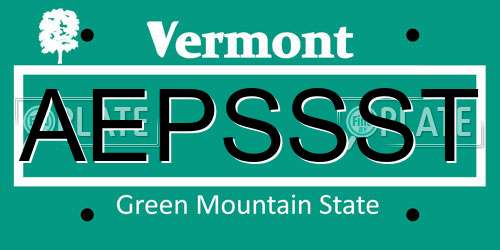 AEPSSST Vermont License Plate