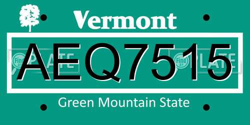 AEQ7515 Vermont License Plate