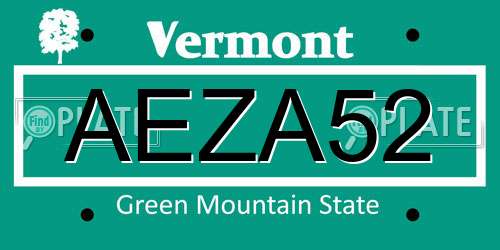AEZA52 Vermont License Plate