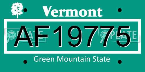 AF19775 Vermont License Plate