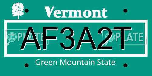 AF3A2T Vermont License Plate