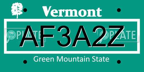AF3A2Z Vermont License Plate