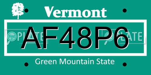 AF48P6 Vermont License Plate