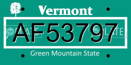AF53797 Vermont License Plate