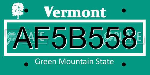 AF5B558 Vermont License Plate