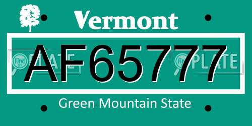 AF65777 Vermont License Plate