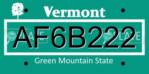 AF6B222 Vermont License Plate