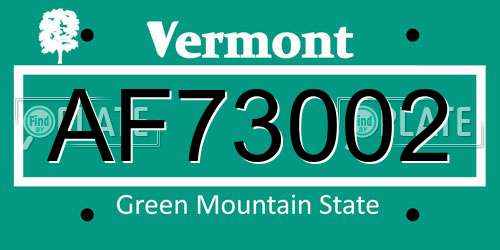 AF73002 Vermont License Plate