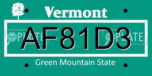 AF81D3 Vermont License Plate