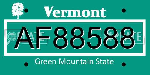 AF88588 Vermont License Plate